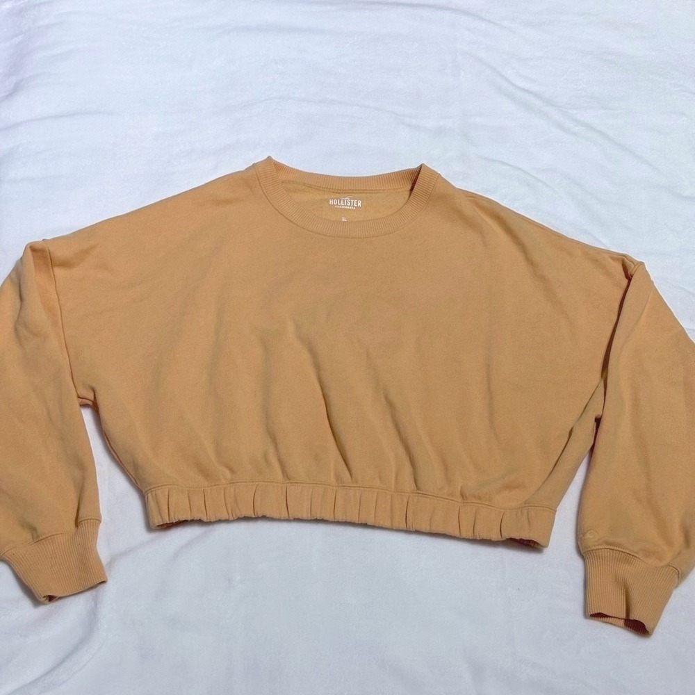 Hollister California Crew Neck Cropped Sweatshirt Pullover Orange‎ Women's XL